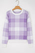 Brushed Plaid Pattern Mock Layer Long Sleeve Top