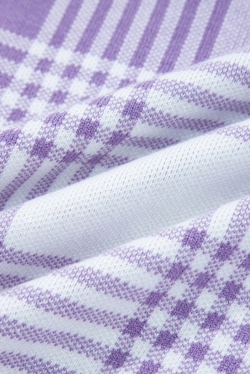 Brushed Plaid Pattern Mock Layer Long Sleeve Top