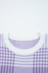 Brushed Plaid Pattern Mock Layer Long Sleeve Top