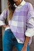 Brushed Plaid Pattern Mock Layer Long Sleeve Top