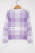 Brushed Plaid Pattern Mock Layer Long Sleeve Top