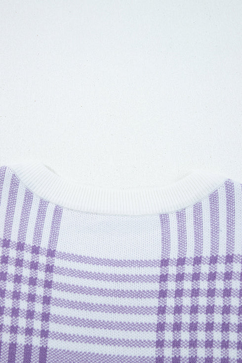 Brushed Plaid Pattern Mock Layer Long Sleeve Top