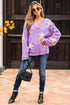 Brushed Star Graphic V Neck Drop Shoulder Oversize Sweater