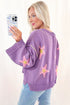 Brushed Star Graphic V Neck Drop Shoulder Oversize Sweater
