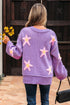 Brushed Star Graphic V Neck Drop Shoulder Oversize Sweater