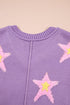Brushed Star Graphic V Neck Drop Shoulder Oversize Sweater