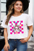 Bubblegum Easter Rabbit Checker Flower Graphic Plus Tee