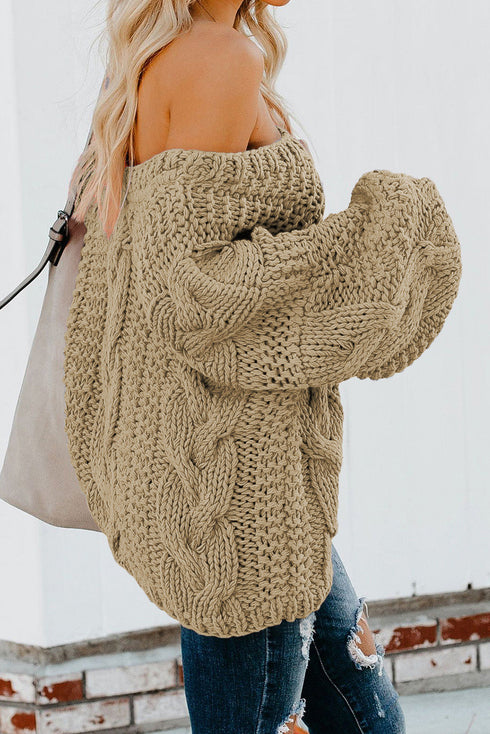 Bubblegum V-Neck Braided Knit Sweater