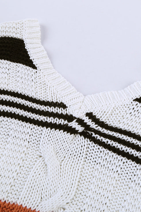 Bubblegum V-Neck Braided Knit Sweater