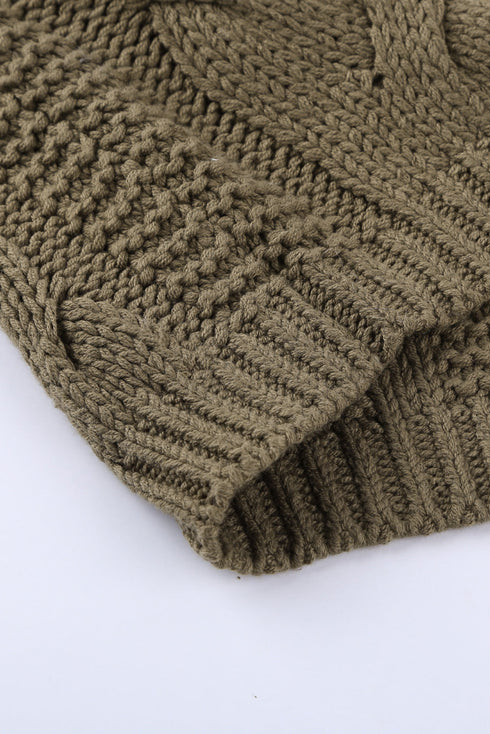 Bubblegum V-Neck Braided Knit Sweater