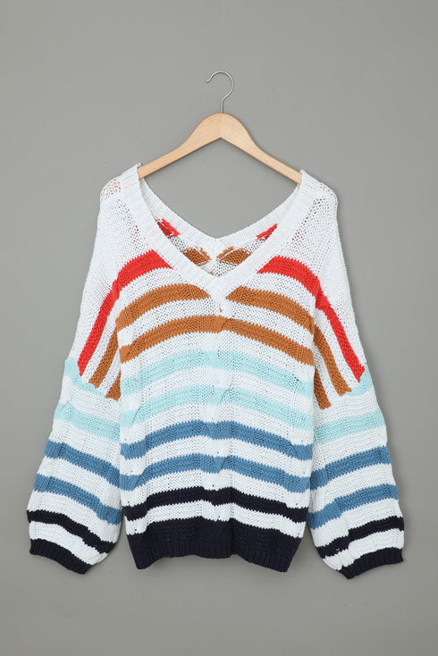 Bubblegum V-Neck Braided Knit Sweater