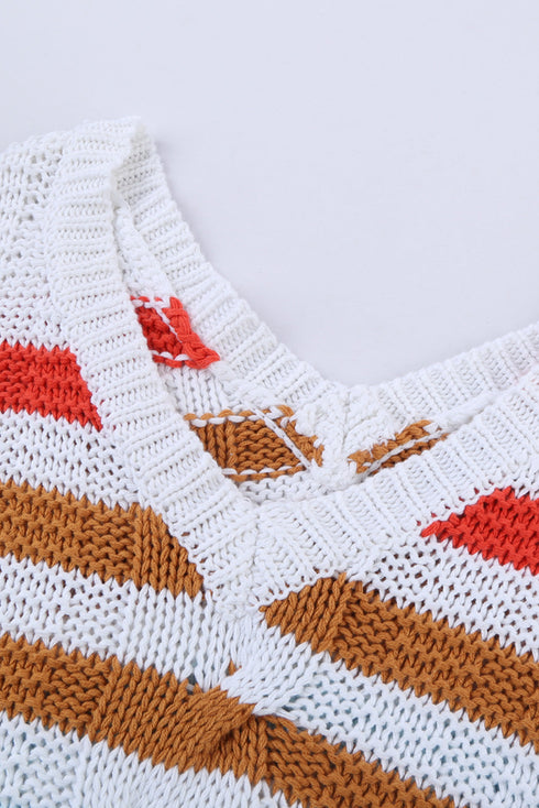 Bubblegum V-Neck Braided Knit Sweater