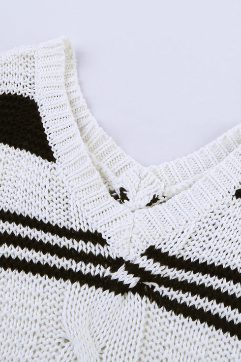 Bubblegum V-Neck Braided Knit Sweater