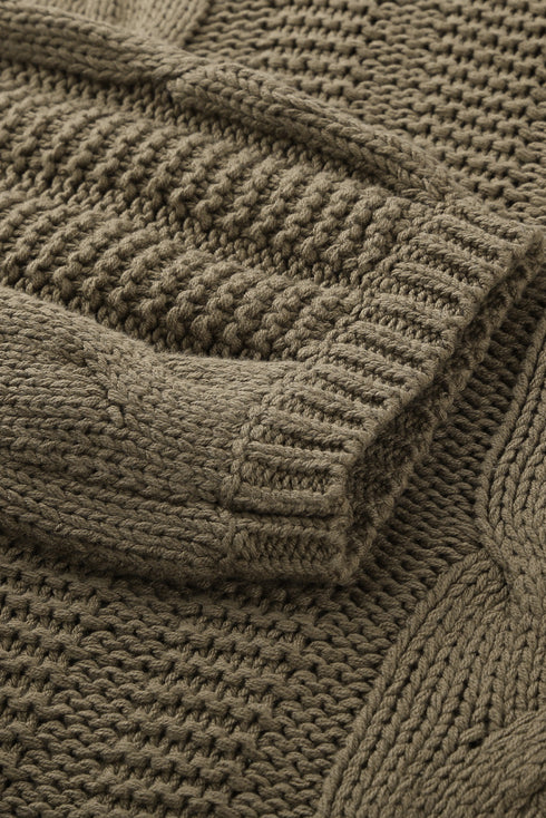 Bubblegum V-Neck Braided Knit Sweater