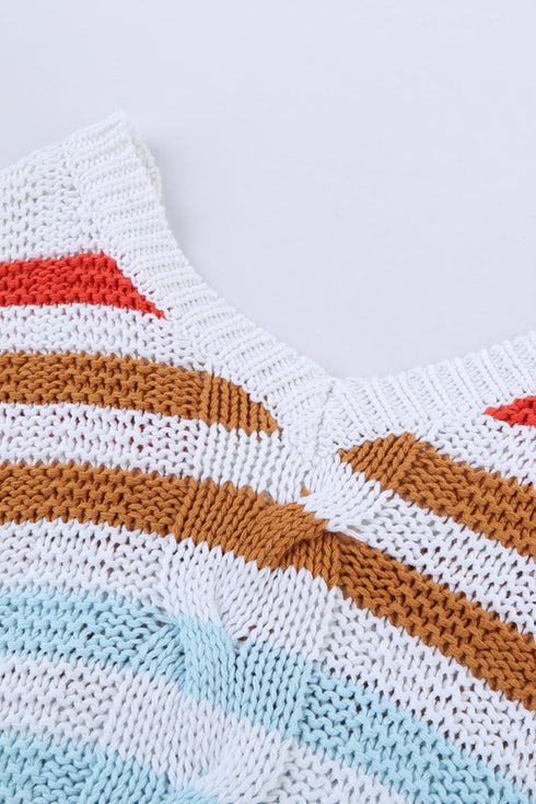 Bubblegum V-Neck Braided Knit Sweater