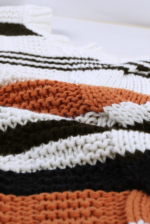 Bubblegum V-Neck Braided Knit Sweater