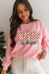 Buffalo Plaid MERRY & Bright Letter Graphic Drop Shoulder Crewneck Pullover Sweatshirt