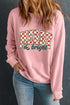 Buffalo Plaid MERRY & Bright Letter Graphic Drop Shoulder Crewneck Pullover Sweatshirt
