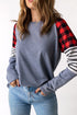 Buffalo Plaid & Stripe Splicing Long Sleeve Top
