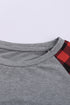 Buffalo Plaid & Stripe Splicing Long Sleeve Top