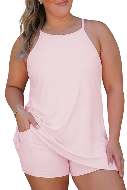 Build In Shorts Sleeveless Dress Short Two Piece Loungewear Set
