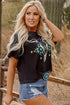 Bull Skull Graphic Print Western Style Cotton Tee