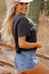 Bull Skull Graphic Print Western Style Cotton Tee