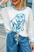 Bulldog Motif Trim Detail Round Neck Sweater