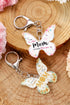 Butterfly Motif Text Print Tassel Keychain