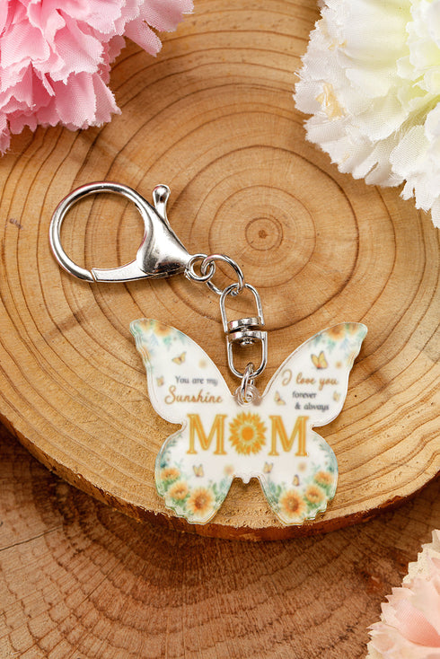 Butterfly Motif Text Print Tassel Keychain
