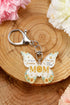 Butterfly Motif Text Print Tassel Keychain