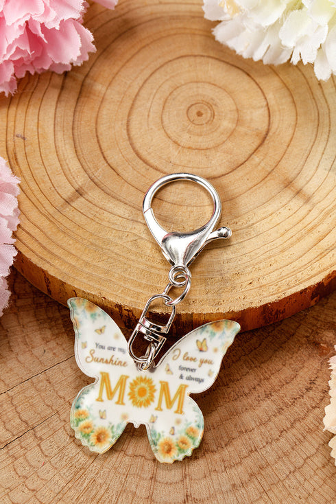 Butterfly Motif Text Print Tassel Keychain