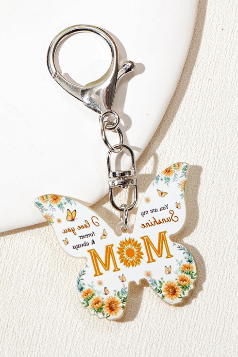 Butterfly Motif Text Print Tassel Keychain