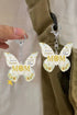 Butterfly Motif Text Print Tassel Keychain