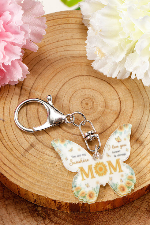 Butterfly Motif Text Print Tassel Keychain