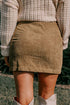 Button Front Corduroy Faux Pocket Mini Skirt