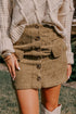 Button Front Corduroy Faux Pocket Mini Skirt