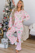 Button Front Long Sleeve Printed Lounge Set