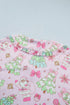 Button Front Long Sleeve Printed Lounge Set