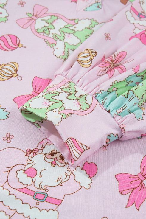 Button Front Long Sleeve Printed Lounge Set
