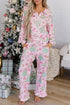 Button Front Long Sleeve Printed Lounge Set