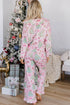 Button Front Long Sleeve Printed Lounge Set