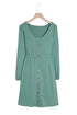 Button Front Long Sleeve Textured Mini Dress