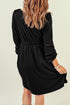 Button Front Long Sleeve Textured Mini Dress