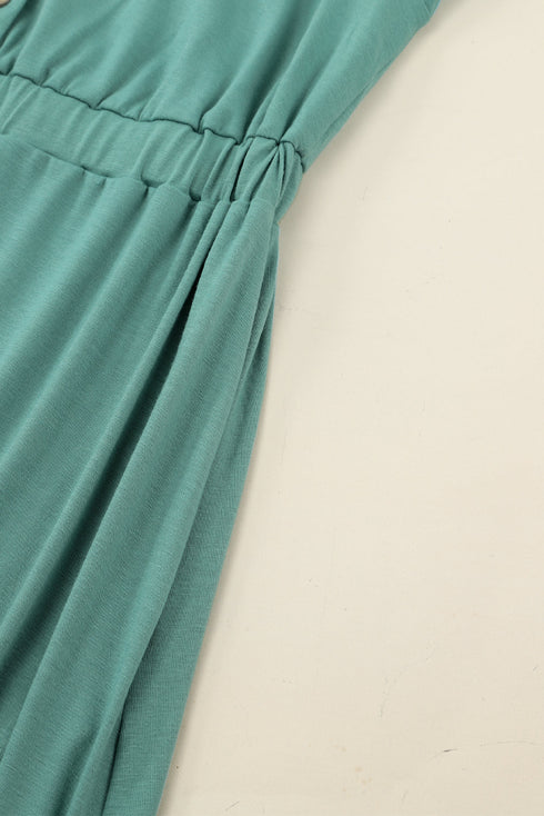 Button Front Long Sleeve Textured Mini Dress