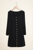 Button Front Long Sleeve Textured Mini Dress