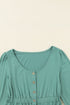 Button Front Long Sleeve Textured Mini Dress