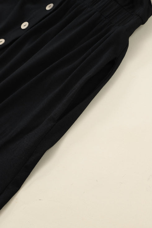 Button Front Long Sleeve Textured Mini Dress