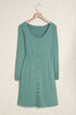Button Front Long Sleeve Textured Mini Dress