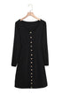 Button Front Long Sleeve Textured Mini Dress